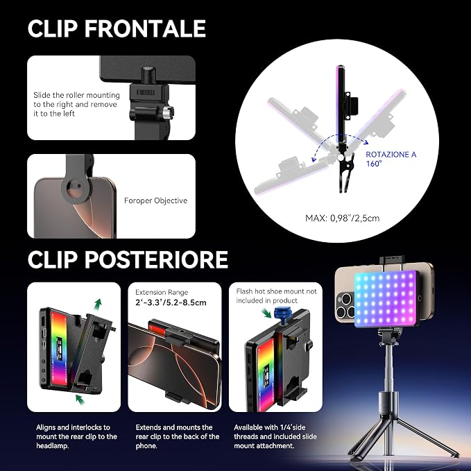 ENEGON RGB Selfie Light, 360° Full Color RGB Video Light
