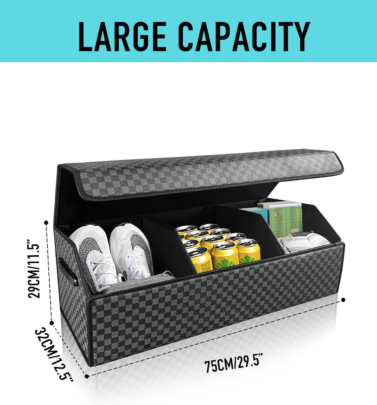 Fyzeoty Car Trunk Organizer for SUV and Sedan, Blue-Gray, 29.5 inches