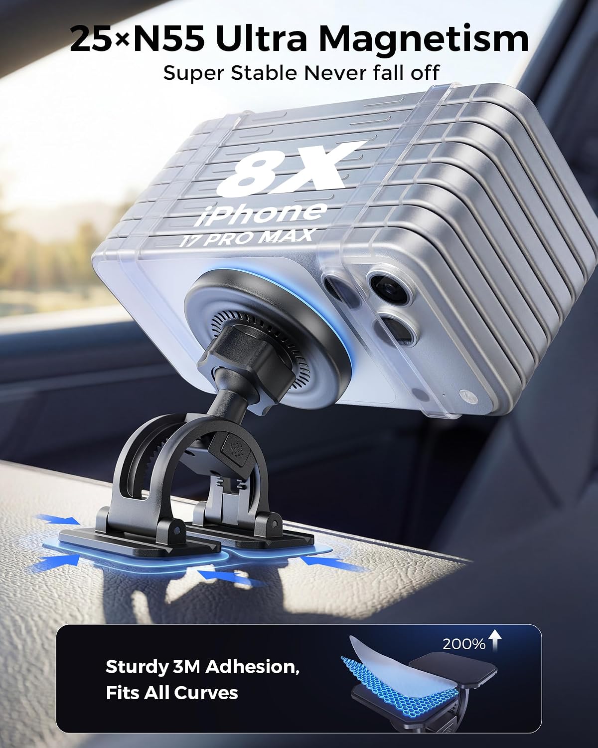 Estbuc 2-in-1 15W Magsafe Car Mount Charger, Magnetic Wireless Car Charger