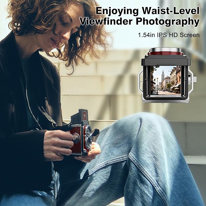 CHUZHAO Vintage Mini Digital Camera, Portable TLR Style Retro Point and Shoot