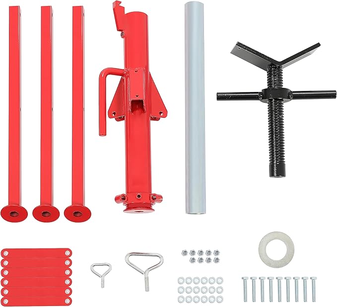 ECOTRIC V-Head Jack Stand Adjustable Height 28"-52" Folding Pipe Stand 2500 lbs Load Capacity Portable Stability Stand Steel Red
