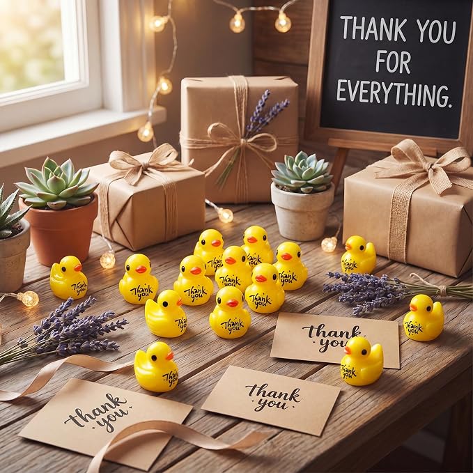 Skylety 100 Pcs Thank You Gifts Mini Resin Ducks Employee Appreciation Gifts