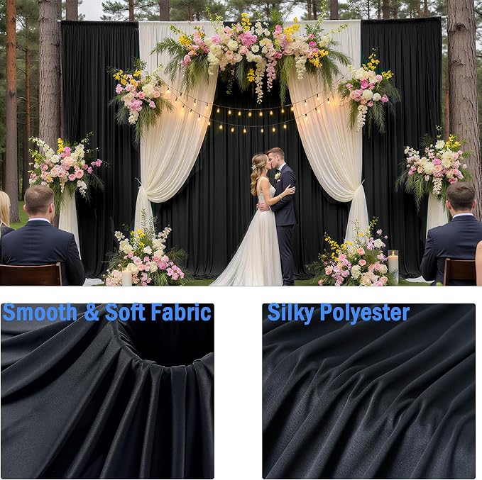 20ftx12ft Wrinkle Free Black Backdrop Curtains