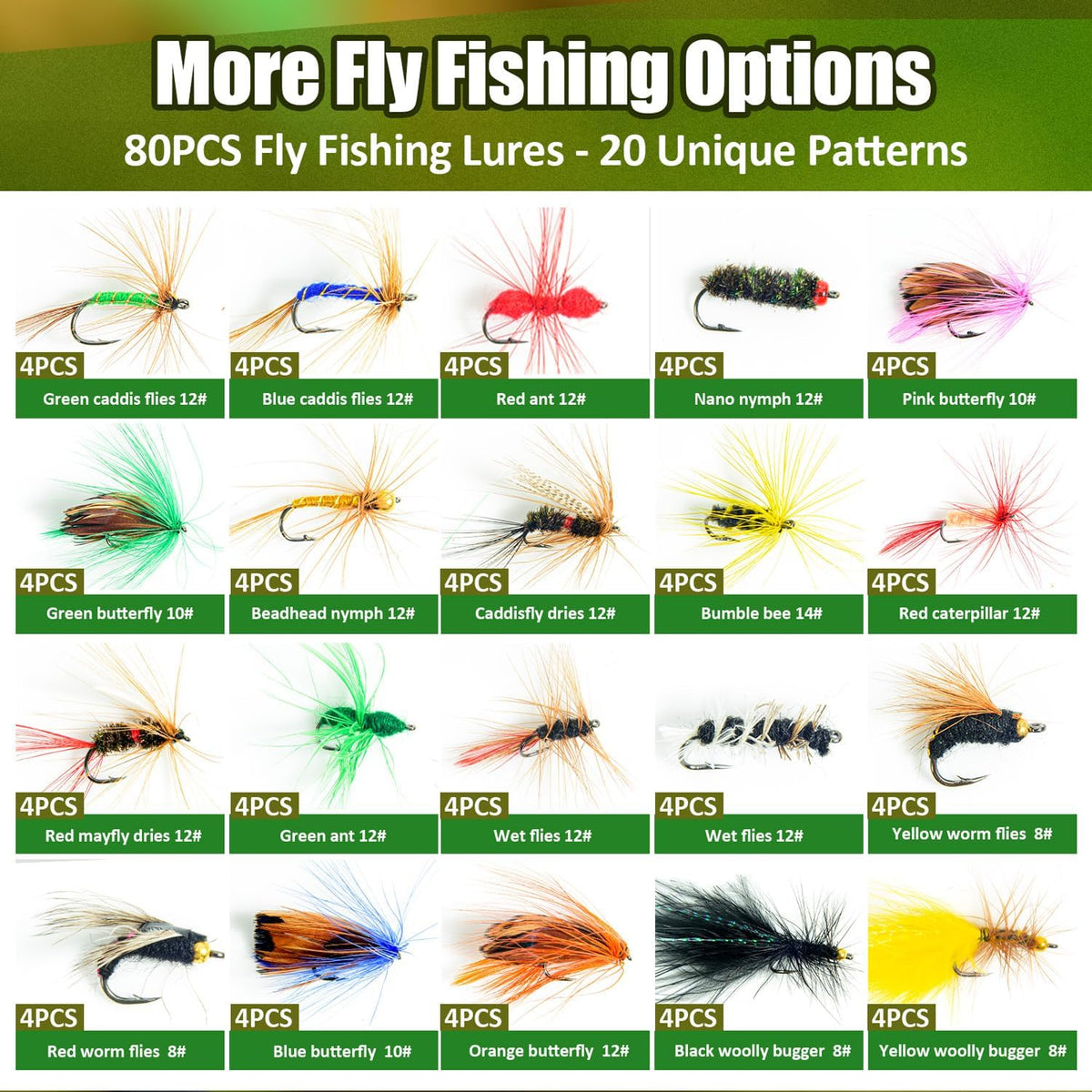 YDIUDL 3rd Gen Fly Fishing Flies Kit - 80 Hand-Tied Dry Flies for Trout, Bass & Salmon | Lifelike Lures for Freshwater Fishing