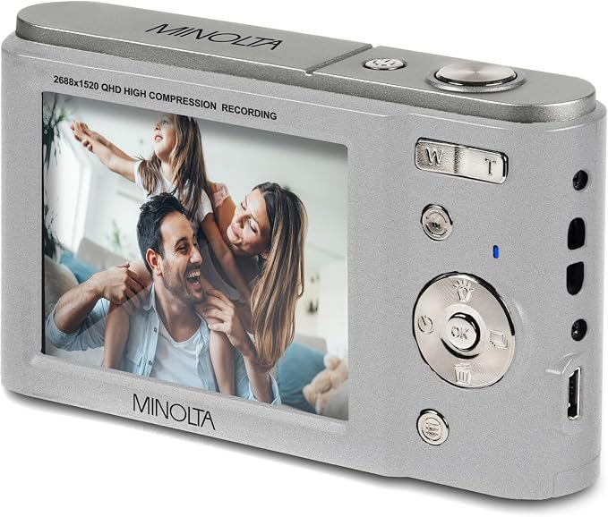 Minolta MND20 44MP Digital Camera – 2.7K Ultra HD Video, 16X Digital Zoom