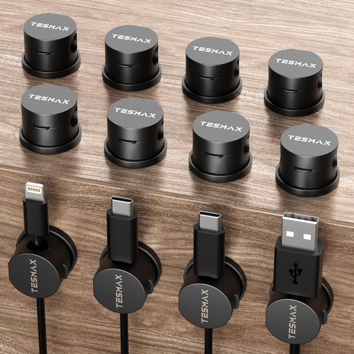 12Pack Magnetic Cord Holder 360° Rotating, 1s Lock Adhesive Desk Organizers
