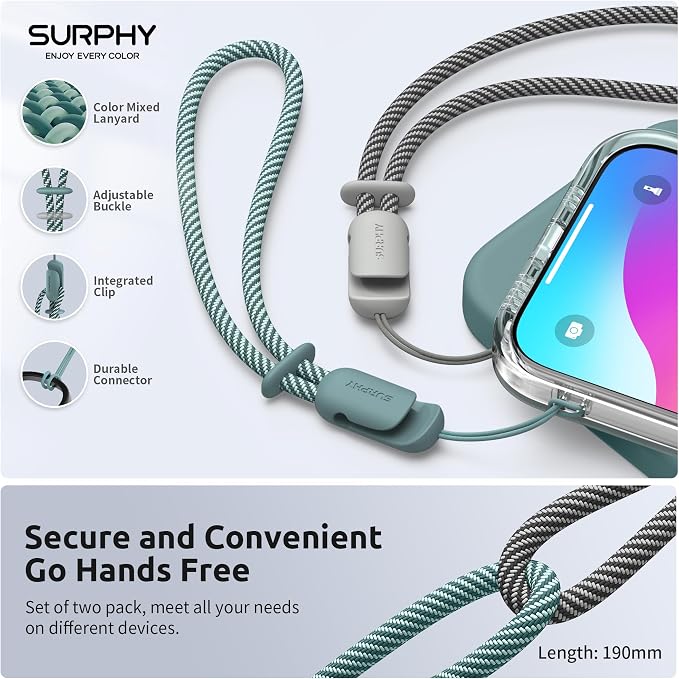 SURPHY 2 Pack Phone Lanyard for Cellphone Case, Phone Wrist Strap for Case