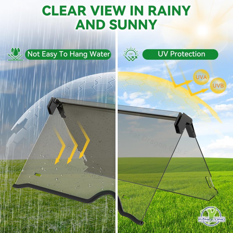 Panglong EZGO RXV Windshield Tinted, Golf Cart Windshield with all Windshield Clips for 2008-Up EZGO RXV Models -38.09"W X 31.89"H, No Drilling Foldable EZGO Windshield