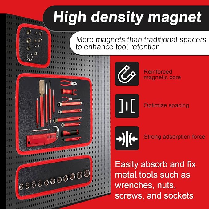 3-Piece Magnetic Tool Mat Set Heavy-Duty Magnetic Parts Holder with Durable PVC Surface 3 Sizes of Non-Slip Tool Trays for Organizing Wrenches Screws Bolts Nuts in Garages Workshops and Auto Repairs