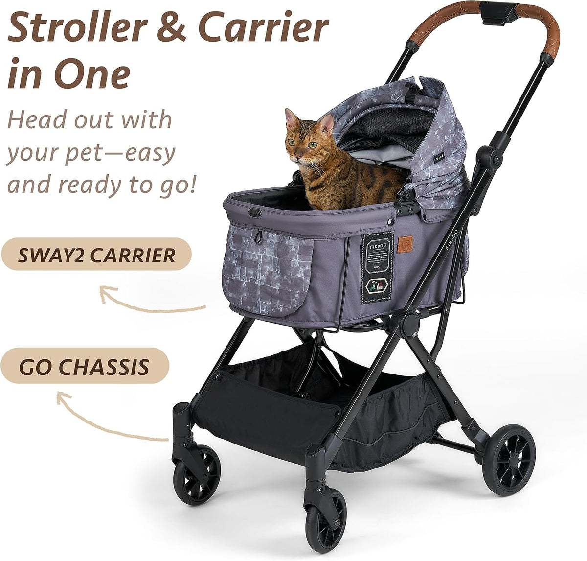Sway2 Pet Car Seat and Carrier, 2-in-1 Booster Seat for Small Dogs and Cats