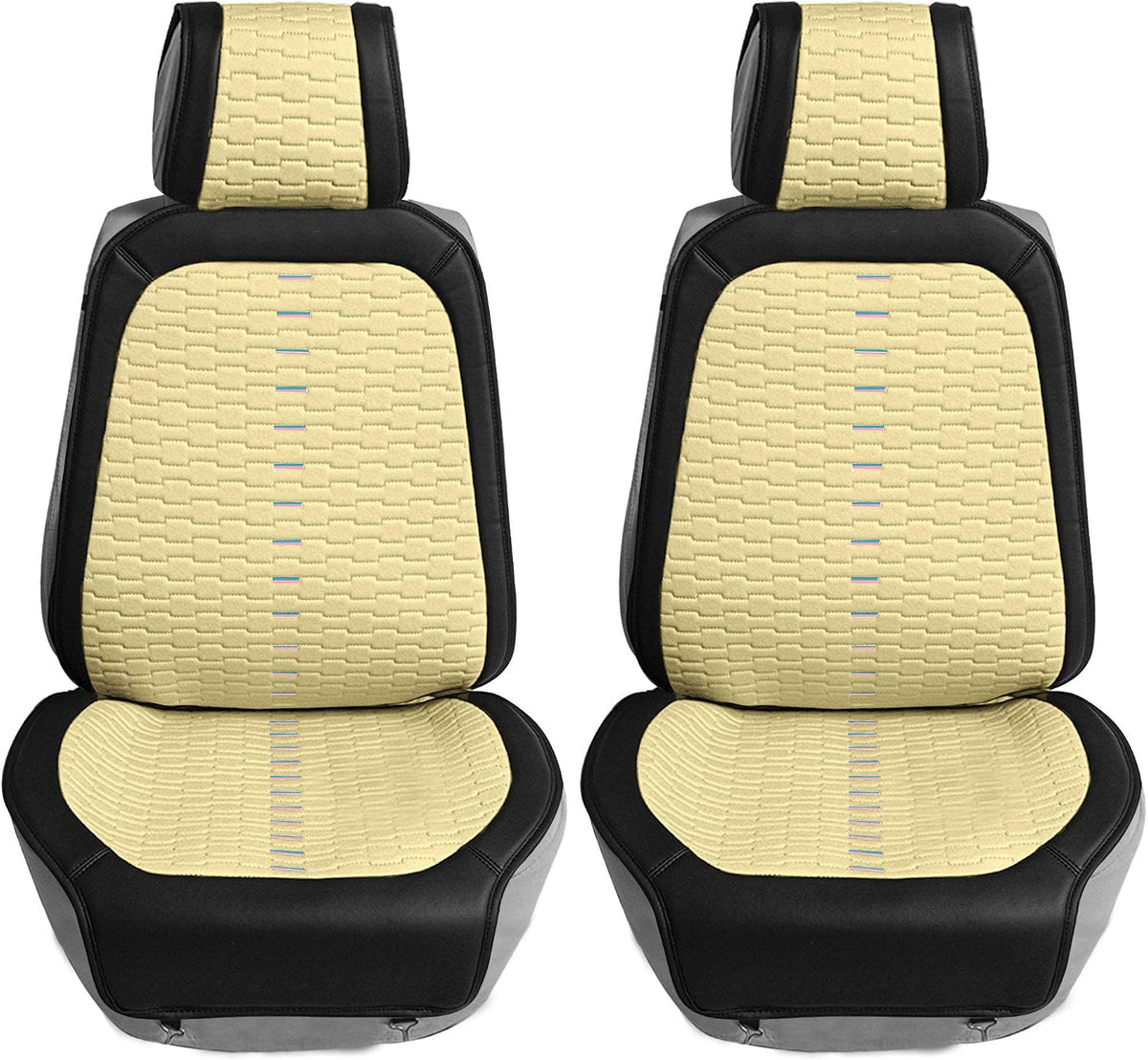 FH Group Front Set Car Seat Covers, Low Back Car Seats, Universal Fit, Car Seat Cushion, Airbag Compatible Seat Cover for SUV, Sedan, Van Beige