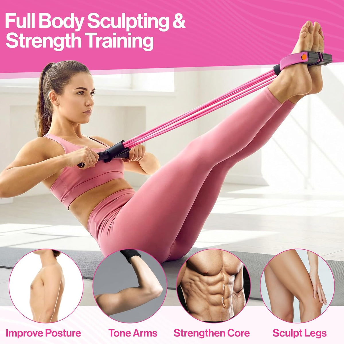 Pedal Resistance Band - 6 Tube Multifunction Foot Pedal for Arm & Waist Training | Home Gym Equipment