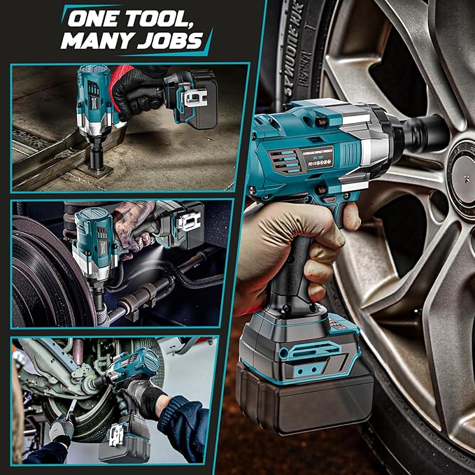 DIYtoolifz Cordless Impact Wrench 1/2 inch for Makita 18V Battery, 1000Ft-lbs Brushless Electric Power Impact Driver Gun Tool, 2100RPM High Torque Impact Wrench with LED Work Light (Tool Only)