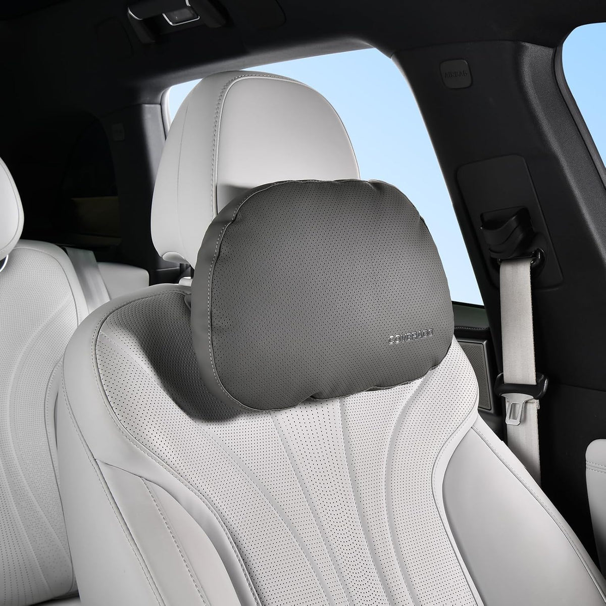 Coverado Memory Foam Car Seat Cushion and Lumbar Support Pillow for Car, Ergonomic Office Chair Cushion for Lower Back Pain Relief, Breathable & Non-Slip for Car, Home, and Office Use, Coffee