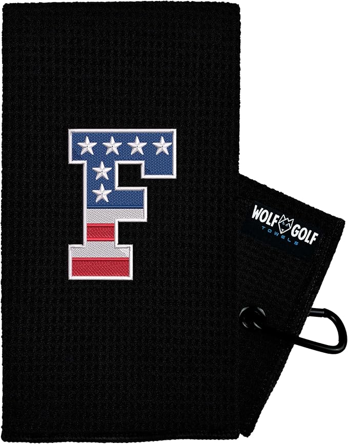 Wolf Golf Towels USA Monogrammed Personalized Golf Towel | Custom Golf Towels for Golf Bags for Men or Women