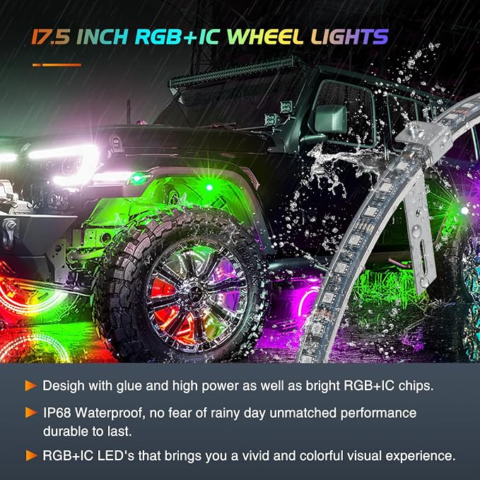 Nilight 4PCS 17.5inch Wheel Ring Lights Deram Color