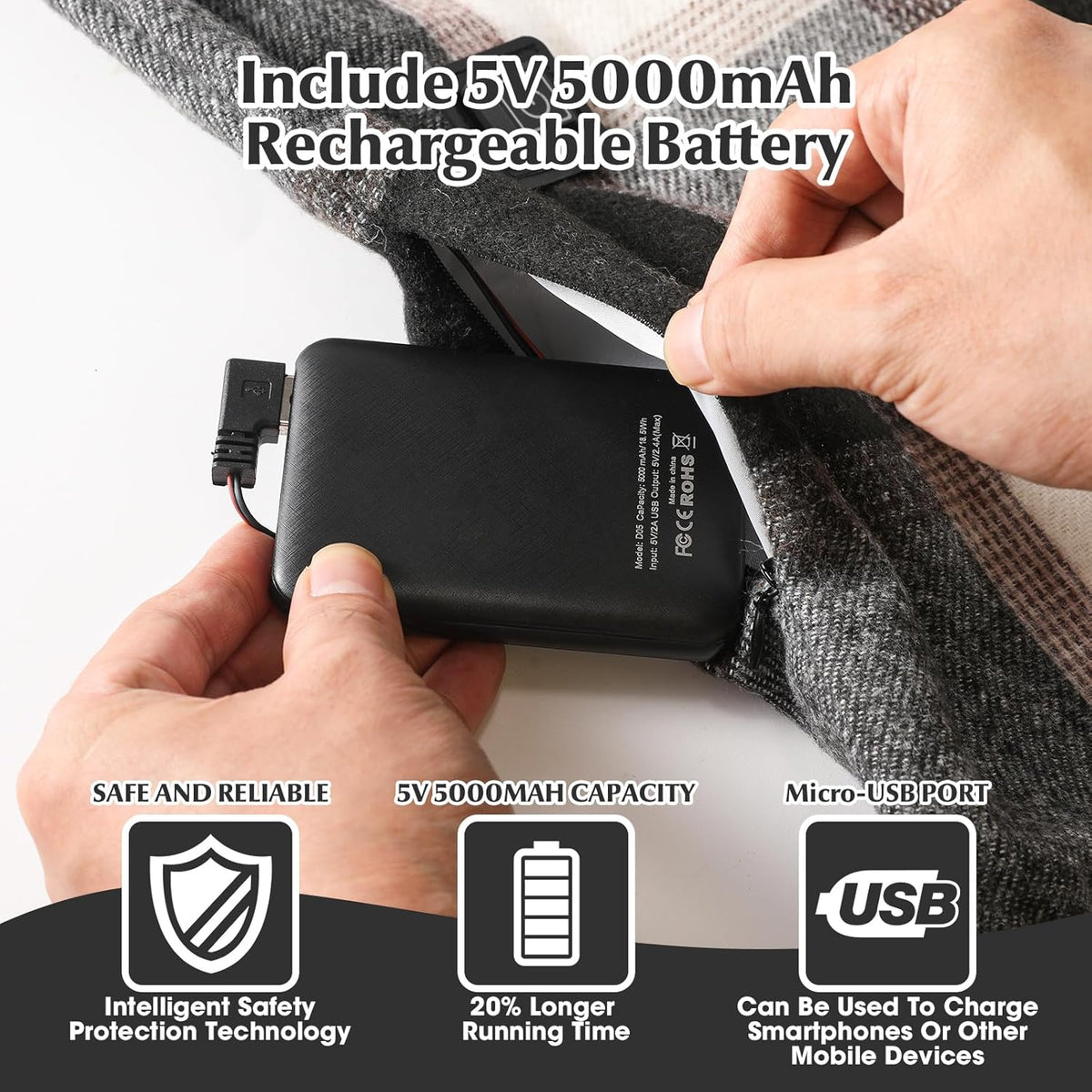 Skiennix Heated Scarf - Rechargeable Neck Warmer for Women & Men | Intelligent Electric Heating, Winter Warmth