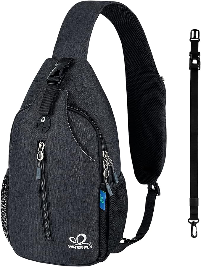 WATERFLY Small Hiking Sling Bag: Crossbody Sling Backpack Chest Bag Daypack