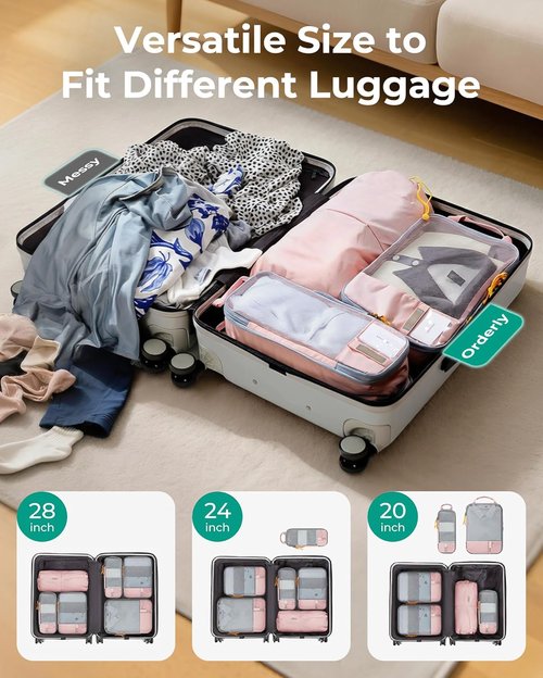 BAGSMART Compression Packing Cubes - Lightweight Travel Organizer Bags | Set of 6 for Space Saving Essentials