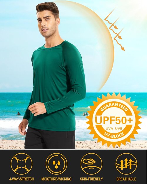 MAGCOMSEN Men's Long Sleeve Athletic Shirts - UPF 50+ UV Protection for Hiking & Running
