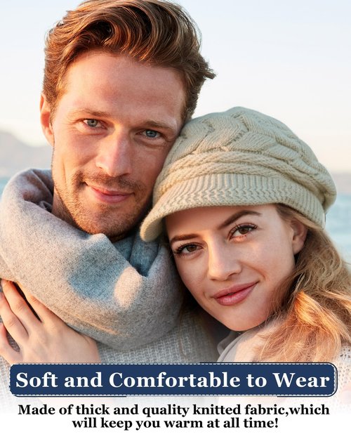 Newcotte Winter Hat for Women Knitted Caps with Visor 2026 Warm Hats for Women Beanies for Winter Cold Weather(Pink, Black, Gray, Light Khaki,4 Pcs)