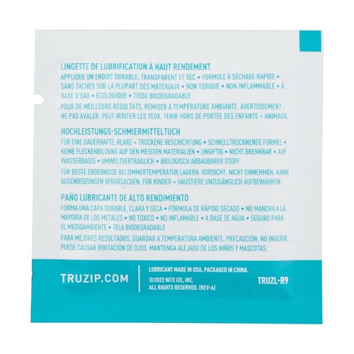 Nite Ize TRU Zip Lubricant Wipes - Biodegradable, Non-Staining Gear Aid for Zippers - 6 Wipes per Pack | 3 Pack