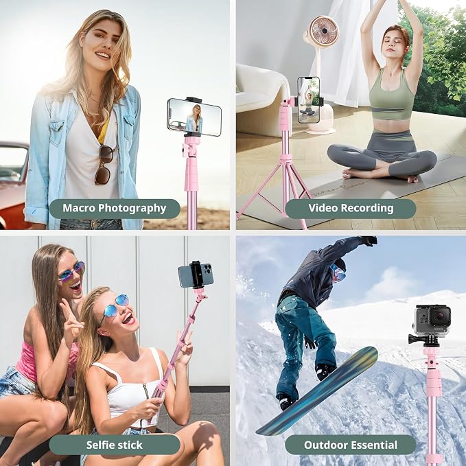 SENSYNE 72" Phone Tripod & Selfie Stick, Extendable Cell Phone Tripod Stand