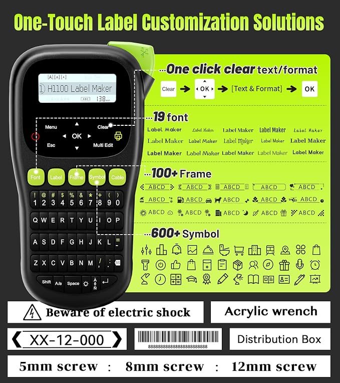 Label Maker Machine with 4 Tapes, Wire Label Maker Waterproof-Labels, Laminated