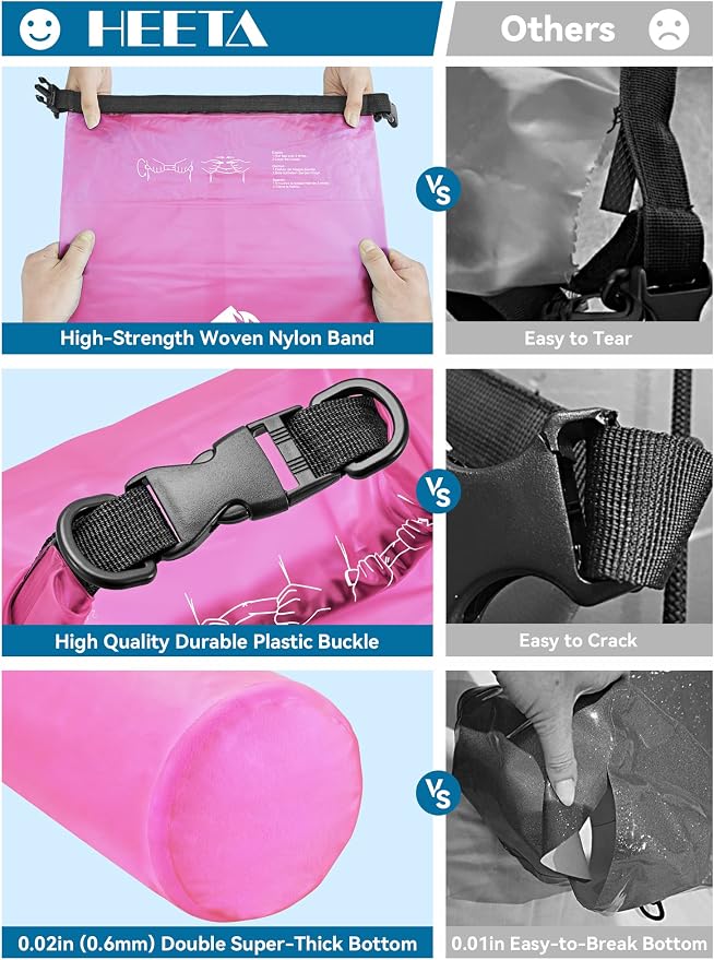 HEETA Dry Bag Waterproof for Women Men, 5L/10L/20L/30L/40L Roll Top Lightweight