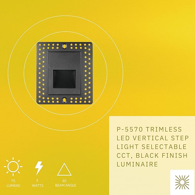 18 Pack 3W Trimless LED Vertical Step Lights, Black Finish, 120V Dimmable LED Stair Lights Indoor and Outdoor, 75 Lumens, CRI 90+, IC Rated, 5CCT Selectable 2700K|3000K|3500K|4100K|5000K