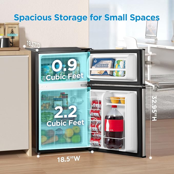 Midea 3.1 Cu.ft Mini Fridge with Freezer, Energy Star Certified, for Dorm