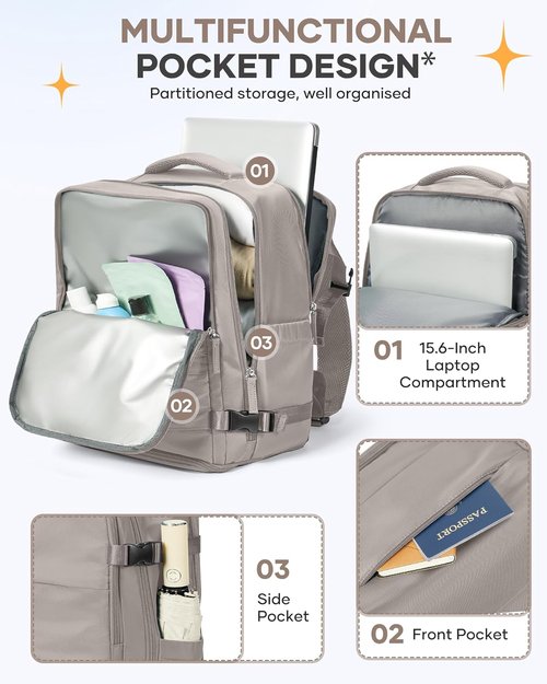 Large Travel Backpack - Flight Approved Carry-On Bag | 18x14x8 Inches - Versatile Travel Companion for Men & Women