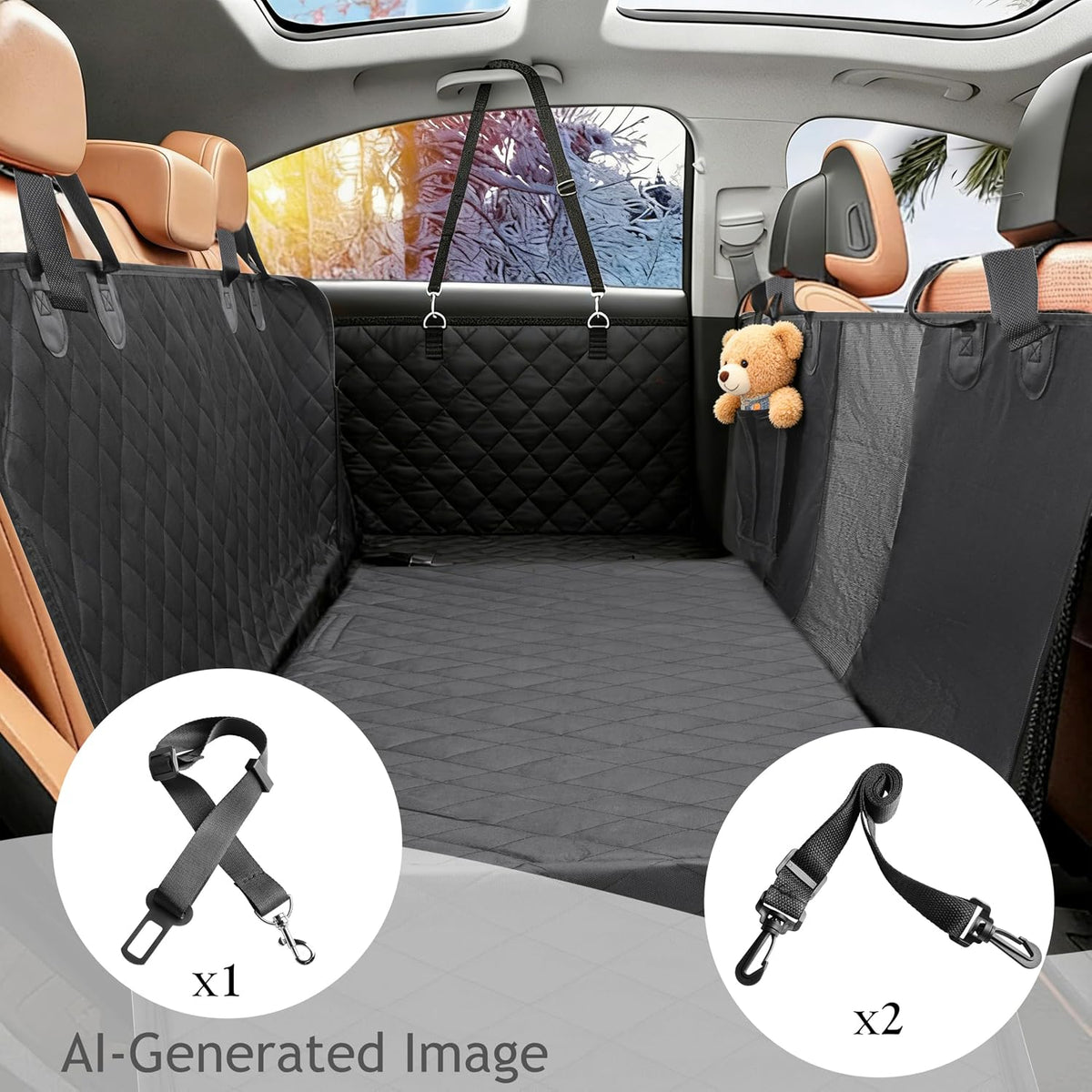 Waterproof 600D Oxford Dog Car Seat Cover Anti‑Slip Hammock Mesh