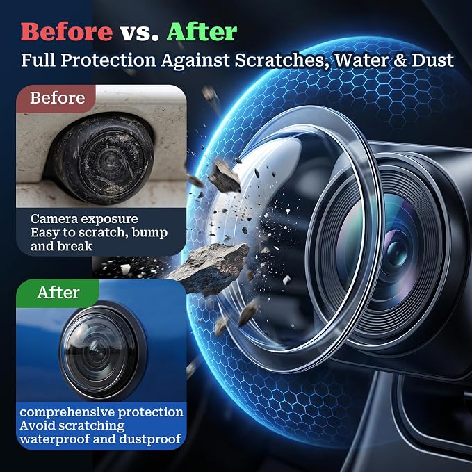 4-Pack Car Camera Lens Protector, Anti-Fog Clear Backup Camera Cover, 17.5mm