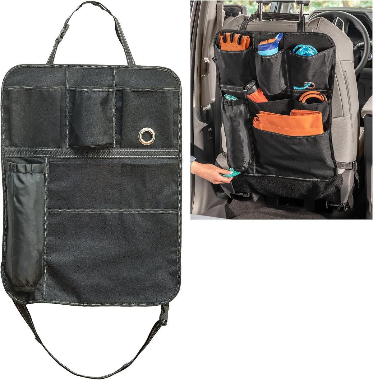 High Road Seatback Car Storage Organizer and Seat Protector with 7 Pockets