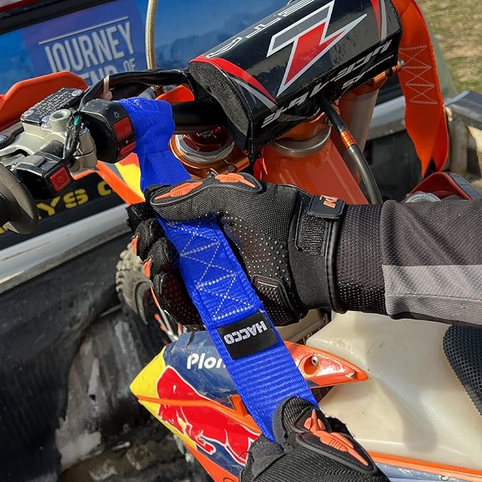 HACCOPLANET Ratchet Straps, 5280lb Break Strengeth, 16FT x 1.6" Heavy Duty Ratchet Tie Down Strap Set w/Padded Handle, S Hook, Soft Loop for UTV Motorcycle Truck Cargo Straps (Blue, 16FT)