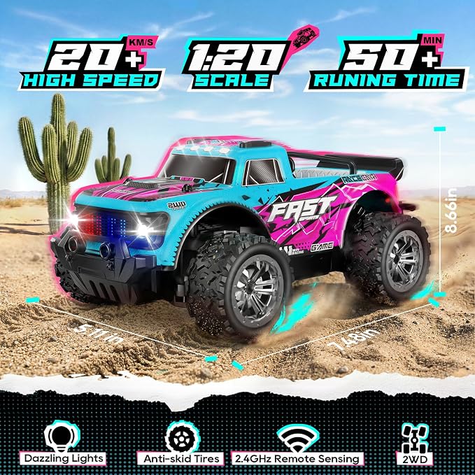 Remote Control Car, 2WD Off-Road RC Cars, 20 KM/H All-Terrain Rc Truck