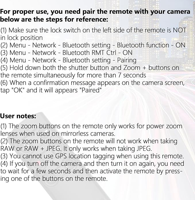 AODELAN Camera Remote Control Remote Shutter Commander