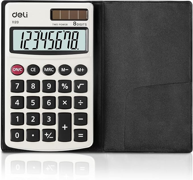 Calculator, Deli Standard Function Basic Calculators, Solar Battery Dual Power