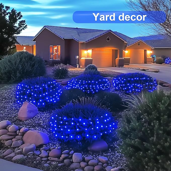 JMEXSUSS 8 Pack 50 LED Blue Fairy Lights Battery Operated, Twinkle Blue Christmas Lights Indoor Outdoor Decorations