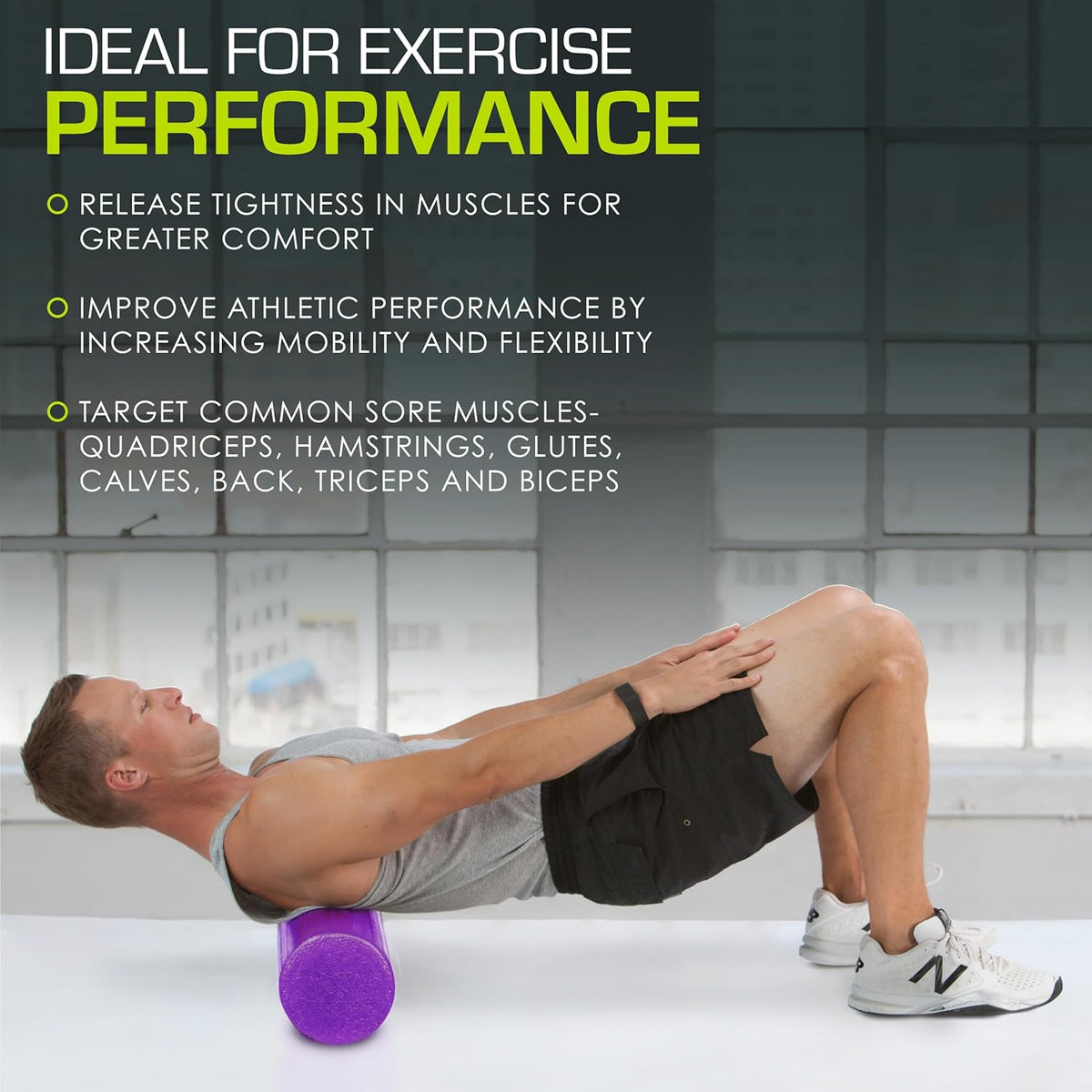 ProsourceFit High Density Foam Roller - 36 Inches Long | Firm Athletic Massage Tool for Back Stretching & Recovery, Purple