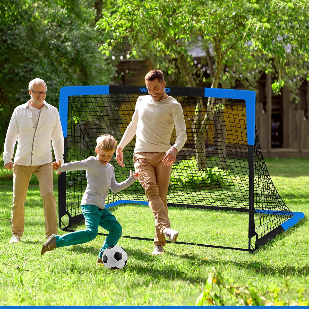 Skiennix Kids Soccer Goals - Portable 6x4 Ft Training Equipment Set of 2 with Target, Ball & Cones | Ideal for Ages 3-14