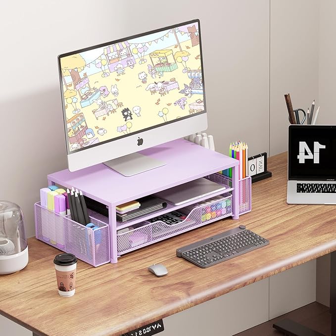 OPNICE Desk Organizers and Accessories, 2-Tier Computer Monitor Stand Riser