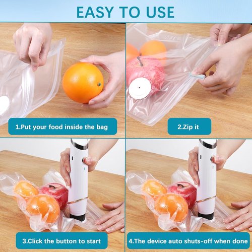 Handheld Vacuum Sealer - Compact Portable Food Sealing Machine with 10 Reusable Bags for Meal Prep