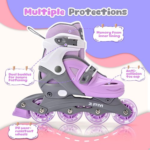 2PM SPORTS Inline Skates - Adjustable Light-Up Roller Skates for Kids Ages 4-12 | Perfect for Beginners