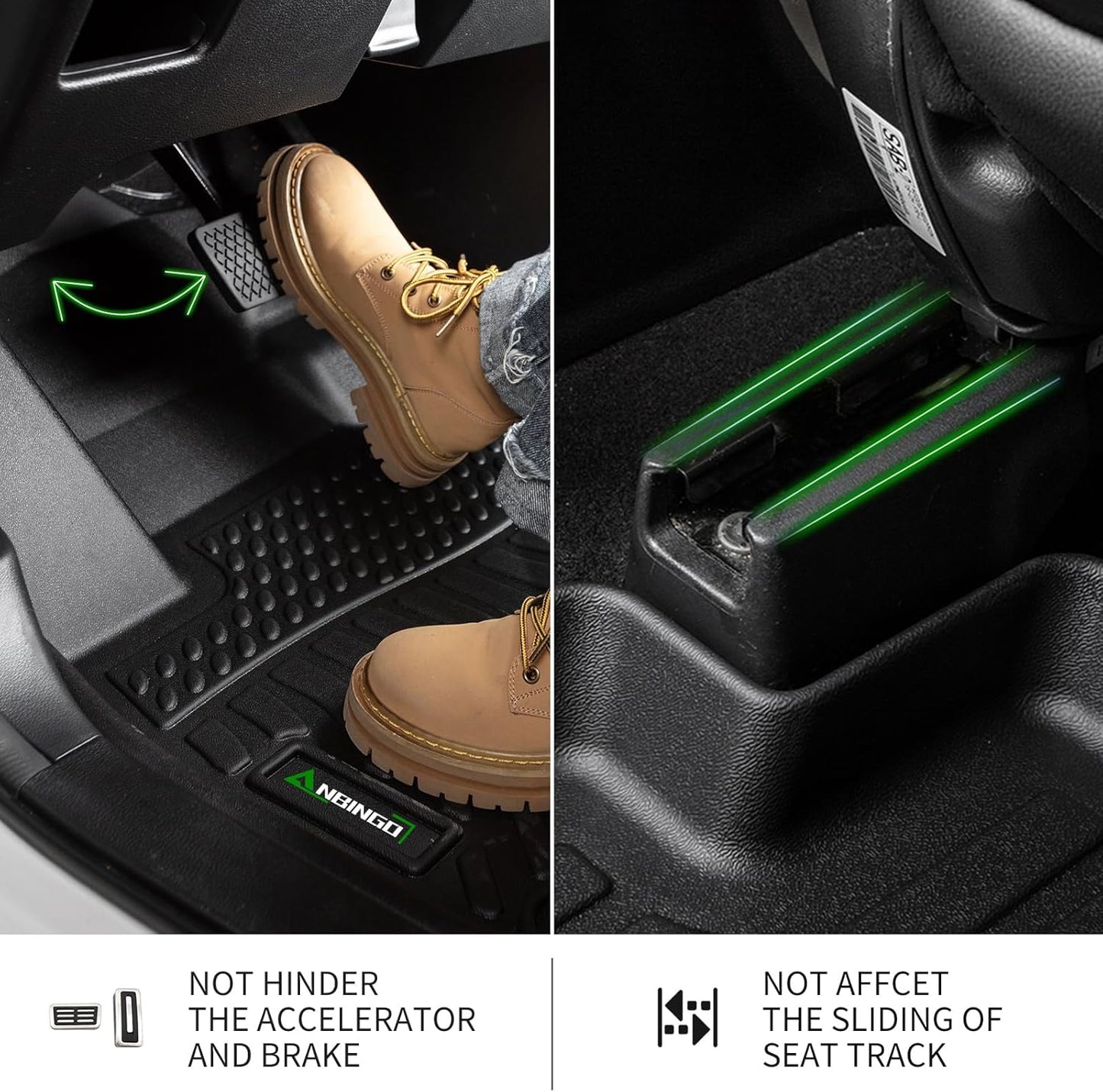 ANBINGO®-Floor Mats & Cargo Liner for Toyota Camry 2007-2011 (Fit for CE/LE/SE/XLE) Gas Only All Weather Protection TPE Heavy Duty Non-Slip Automotive Camry Floor Liners Accessories, Black