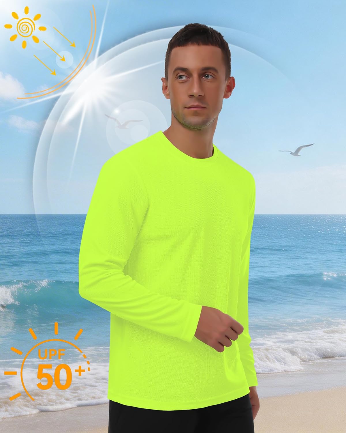 Skiennix Men's Long Sleeve Sun Shirt - Lightweight UV Protection Quick Dry Athletic Tee | Ideal for Hiking & Fishing