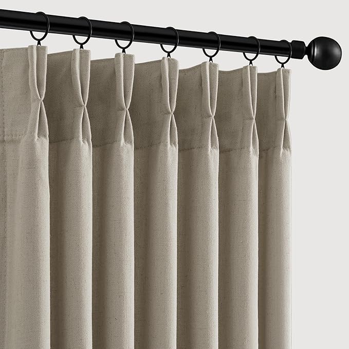 Memory Trained Pinch Pleated Curtains 92 Inches Long, Viral Linen Pinch Pleat