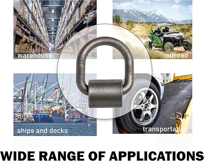4 Pack - Hi Gear 1/2-inch 12000 Lbs Load Capacity Weld-on Flip D-Ring Anchor Flatbed Truck Trailer Ratchet Strap Cargo Tie Down