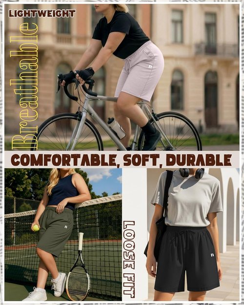 Neer Plus Size Women's Bermuda Shorts - Cotton Drawstring, High Waisted, Casual Athletic | XL-5XL